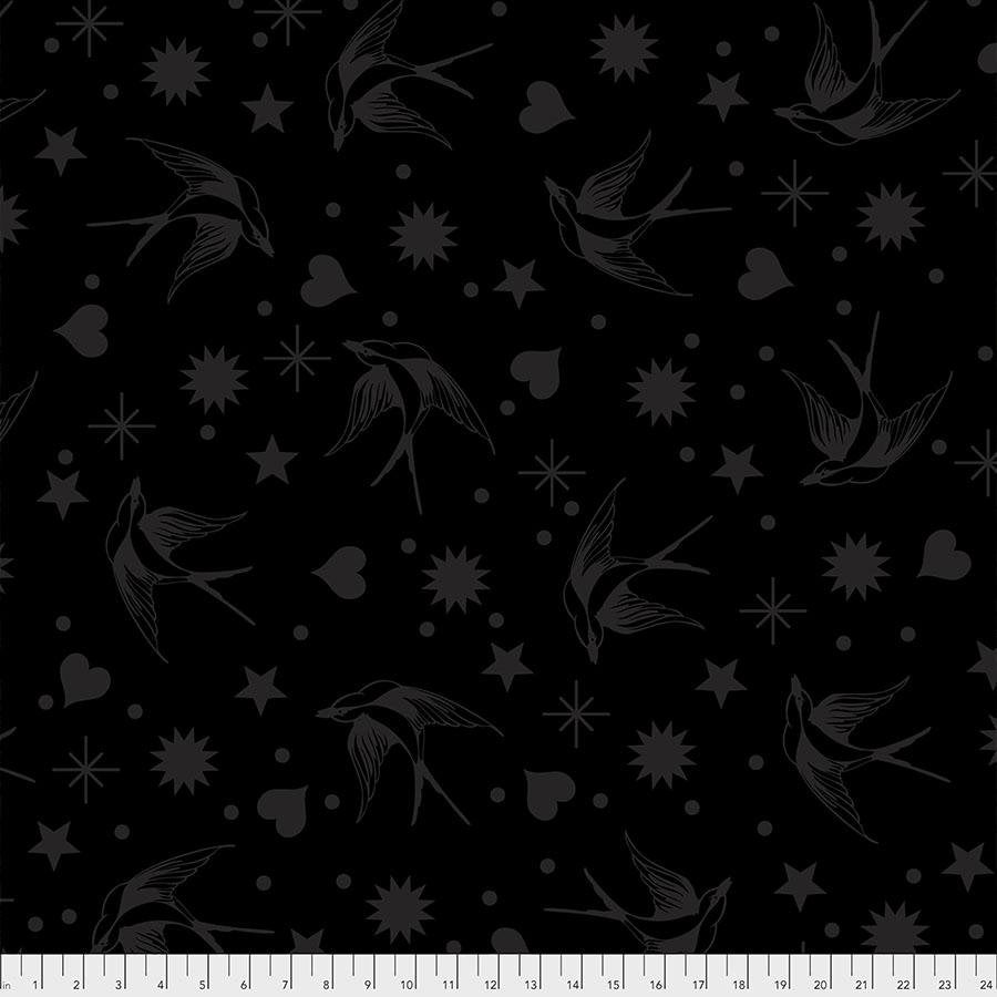 Blank Quilting Fabrics Stof Fillippa's Line Wavy Maze Black White